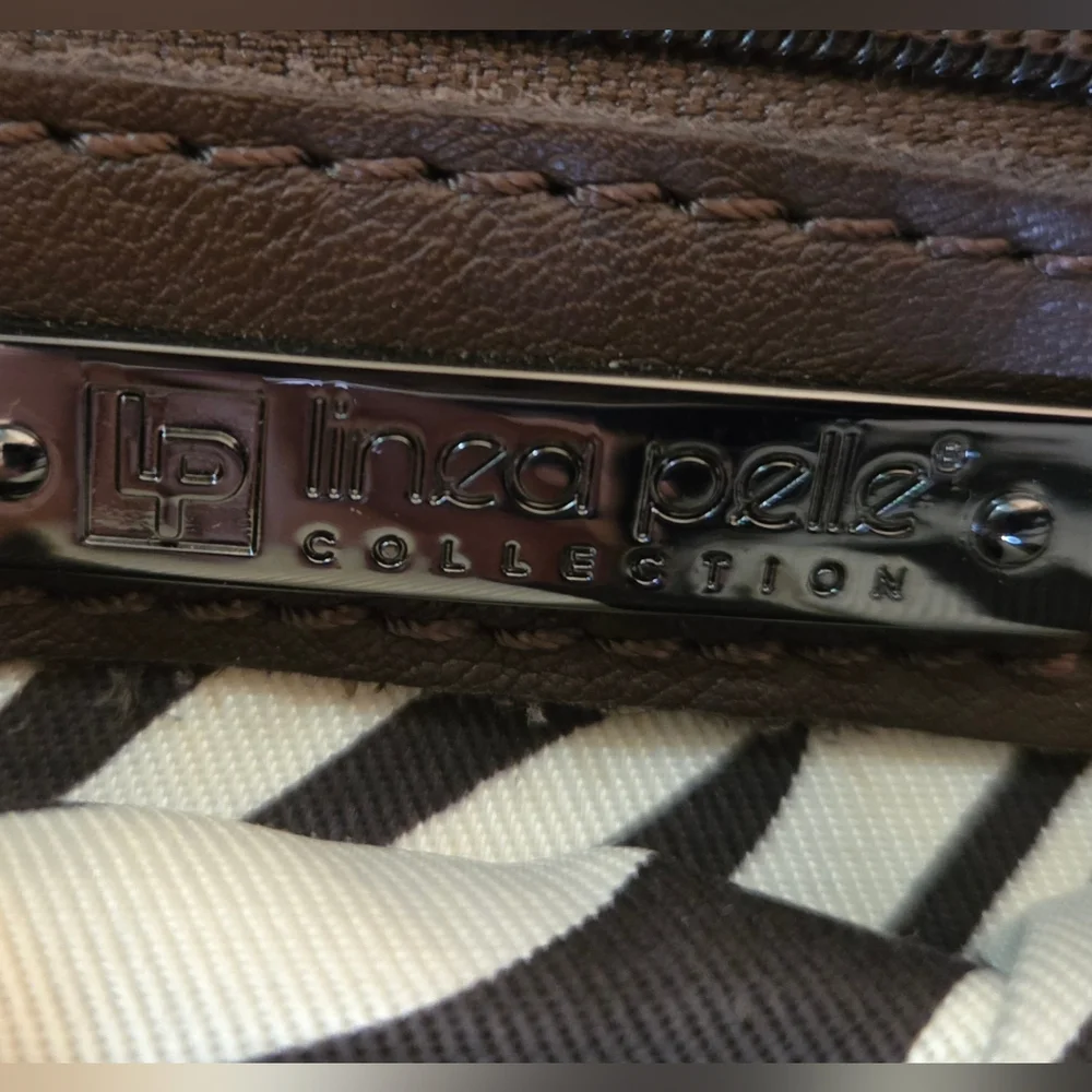 Linea Pelle Leather Wristlet Clutch in Dark Brown